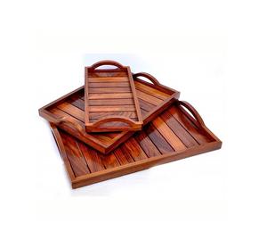 Nouveau design de plateau de service personnalisé en bois d'olivier et résine avec poignées en métal pour hôtel restaurants et cuisine à domicile - Product Image 1