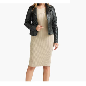 Chaqueta de cuero genuino para mujer que se adapta a cada personalidad con un acabado fuerte con una estructura de cuero cómoda y elegante - Product Image 6