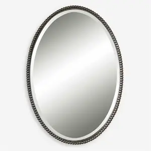 Specchio ovale in bronzo moderno montato a parete in metallo per la casa e l'hotel decorativo soggiorno camera da letto corridoio decorazione da parete make up specchio