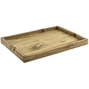 Plateau de service de forme plate en bois d'aspect naturel fait à la main Fournitures décoratives pour restaurants et hôtels - Product Image 1