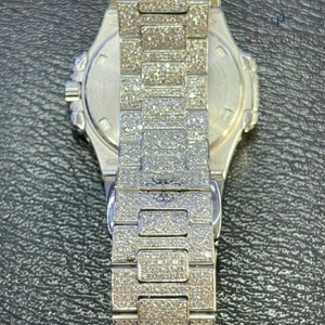 PJ modern and stylish VVS D Color Round Moissanite Iced Out Watch for Men Stainless Steel Luxury Diamond - Product Image 4