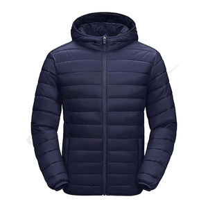 Gran oferta de invierno, chaqueta acolchada ligera de Color azul marino con capucha, fabricante de prendas de vestir exteriores resistentes al agua en Pakistán - Product Image 1