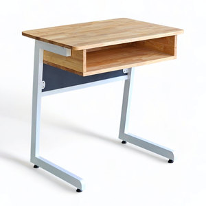 Meubles scolaires, bureau d'enseignant en métal en forme de C avec plateau en bois de caoutchouc de 70x50 cm et tiroirs (PSD038) - Product Image 1