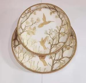 Juego de 3 bandejas de MDF de diseño creativo con estampado floral en esmalte para decoración del hogar, desayuno, boda - Product Image 6