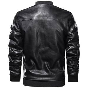 แจ็คเก็ตหนังเคลือบผู้ชายไซส์ใหญ่ สไตล์ทันสมัย สำหรับฤดูใบไม้ร่วง ระบายอากาศได้ดี คอตั้ง ปักโลโก้ด้านหน้า สีตามสั่ง - Product Image 3