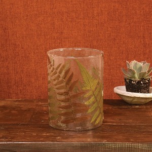 Lanterne de bougie d'ouragan en verre de feuille pressée rustique vintage fabriquée à la main support de bougie en verre de feuille botanique pour des événements - Product Image 3