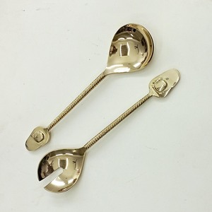 ชุดเสิร์ฟสลัดขัดเงาสีทองลายนูนปลายต้นปาล์มทองเหลืองขัดเงาเครื่องใช้บนโต๊ะอาหารตกแต่งได้อย่างปลอดภัย - Product Image 5