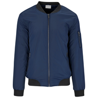Blouson bomber noir pour homme, col montant, fermeture éclair, vêtement d'extérieur décontracté, coupe classique, matière polyester, pour l'automne