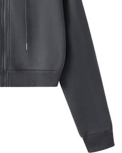 Sweat-shirt à capuche zippé court pour femme, gris foncé, en molleton, manches longues, décontracté, vêtements d'hiver, fabricant en gros personnalisé, OEM - Product Image 6