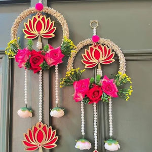 Lotus Wood <b>Wall</b> Hanging Decor Indian <b>Art</b> Style Indoor Outdoor Home Decor Pooja Backdrop Hanging - Product Image 1