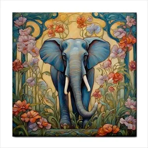 Elefante jardín Art Nouveau azulejo de cerámica Backsplash elegante decoración del hogar - Product Image 1