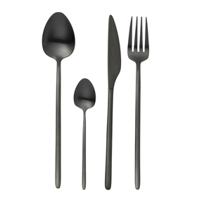 Ensemble cuillère et fourchette à dessert en acier inoxydable noir mat personnalisé et exigeant Couverts durables Couteau Cuillères Fourchettes - Product Image 1