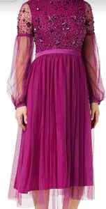 Belle élégante robe de soirée modeste adultes 100% Polyester ODM bateau en forme de perle florale paillettes brodées à la main perles naturelles - Product Image 4