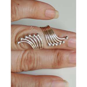 Anillo Ajustable de Plata de Ley 925 con Incrustaciones Florales, Estilo Bohemio para Mujer, Bañado en Rodio, Regalo - Product Image 4