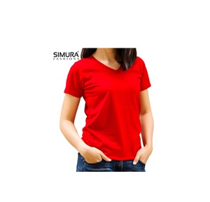 T-shirt réutilisable pour femme en coton biologique 100% de haute qualité, col en V, manches courtes, coupe régulière, grande taille, crop top écologique - Product Image 1