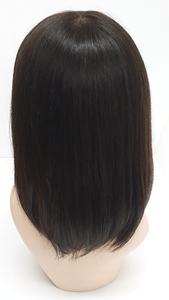 Perruque en cheveux humains vierges européens en gros, brun naturel, 40 cm, bonnet réglable, base en dentelle sans colle, teignable et permanentable - Product Image 5