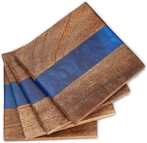 Wood <b>Epoxy</b> <b>Table</b> Coaster Durable and Stylish Mats & Pads for <b>Table</b> Protection for Wedding - Product Image 6