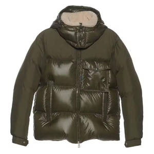 Veste matelassée longue à capuche respirante pour homme avec doublure en laine, logo OEM, couleurs personnalisées, design à bulles, veste matelassée noire d'hiver - Product Image 2