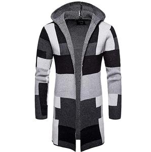 Bata larga de moda para hombre, cárdigan transpirable de lana tejida, sudaderas con capucha, sudaderas con capucha de felpa francesa para entrenamiento al aire libre, sudaderas en blanco para hombre transpirables - Product Image 3