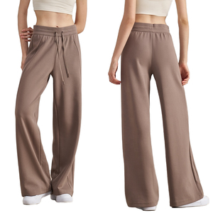 กางเกงออกกำลังกายทรงตรงหลวมใส่สบาย ผ้าเนื้อนุ่ม ขากว้าง มีกระเป๋าข้าง ป้องกันแบคทีเรีย สำหรับใส่ลำลองช่วงฤดูร้อน ขายส่ง OEM - Product Image 5