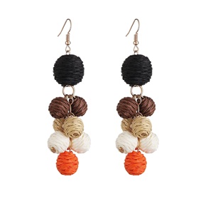 Style Ethnique Romantique Multicolore Raphia Fait Main Bohème Mariage Fiançailles Fête Cadeau Porter Plaqué Or Rose Drop Dangle - Product Image 1