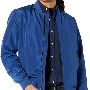 Blouson d'aviateur d'hiver personnalisé pour hommes en toile à col montant et logo à l'avant en nylon imperméable à l'eau à séchage rapide léger rembourré - Product Image 1