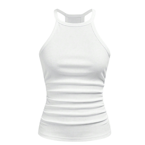 เสื้อกล้ามรัดรูปทรง Racerback สำหรับผู้หญิง ผ้าถักยืดได้ ใส่สบาย ระบายอากาศดี เหมาะสำหรับใส่ในชีวิตประจำวัน สีขาว - Product Image 3
