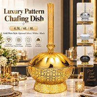 Plat à chafing dish de luxe en acier inoxydable doré 8L, chauffe-plats pour buffet, chauffage à l'alcool, pour banquets d'hôtel