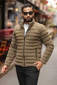 Manteau d'hiver pour hommes fourrure imperméable garnie de duvet taille élastique fermeture à glissière respirant course vêtements d'extérieur d'entraînement - Product Image 4