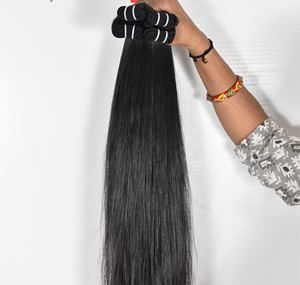 100% Virgin Natural Human <b>Hair</b> <b>Extensions</b> Black <b>Color</b> Straight Wavy/Curly Bulk Indian Manufacture Temple None Chemical Processed - Product Image 3