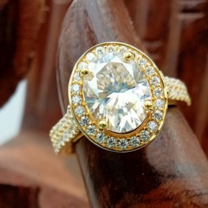 D'VINS JEWELS Classic Single Halo Ring 2ct Pave Diamond S925 GIA Compromiso certificado Boda Eternity Lab Grown Oval Cut - Product Image 6