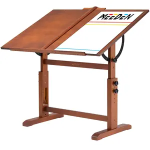 MEEDEN Table de dessin d'artiste en bois massif de couleur noyer Table de Studio de peinture inclinable réglable et bureau d'artisanat d'art pour l'écriture