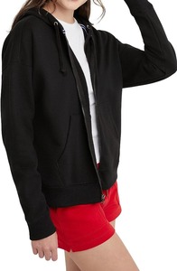 Sweat à capuche zippé pour femmes 80% coton 20% Polyester lavage en Machine léger sweat à capuche pour femmes haut court sweats à capuche manteau usine - Product Image 5