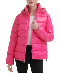 ファッション新しい冬フグ光沢のあるジャケット暖かいパディング卸売ピンクの泡ふくらんでいるジャケット