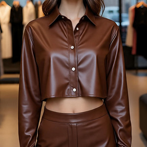 เสื้อโค้ทหนังวัวสำหรับผู้หญิงคอลเลคชั่นฤดูหนาว2025ขนเฟอร์เคลือบซิปสำหรับตกแต่ง - Product Image 5