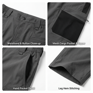 Pantalon de travail cargo utilitaire d'été pour homme, étiquette personnalisée, design multi-poches, genouillères renforcées, respirant, 90 % nylon, résistant à la chaleur - Product Image 3