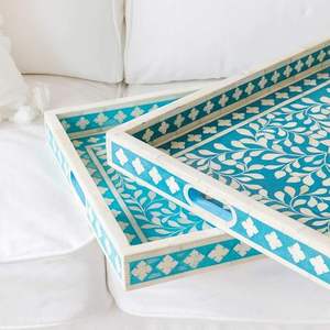 Plateau de rangement en bois incrusté d'os fait à la main de haute qualité pour la maison et l'hôtel Prix par HF CRAFTS - Product Image 1