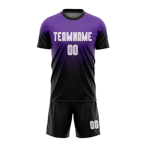 ชุดเสื้อฟุตบอลสีม่วงดำแบบซับลิเมชั่นสำหรับผู้ชาย ระบายเหงื่อได้ดี แขนสั้น พร้อมหมายเลขและชื่อทีม - Product Image 2
