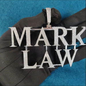 Colgante de Plata de Ley S925 Estilo Hip Hop para Hombre, Diseño de Nombre Personalizado en Plata de Ley, Joyería con Incrustaciones de Circonitas para un Estilo Atrevido - Product Image 2