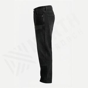 Jeans Baggy Homme de Haute Qualité, Coupe Droite Ample Taille Moyenne, Design Uni, Bouton, Vente Chaude, Pantalon en Denim Lavé, Couleur Personnalisable pour l'Été - Product Image 3