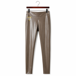 Leggings de Cuero Sintético de Cintura Alta, Largos, Transpirables, Sin Costuras, con Cintura Elástica, Pantalones de Yoga con Costuras en Contraste y Textura - Product Image 1
