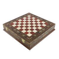 Jeu d'échecs de luxe fabriqué à la main avec planche en bois incrusté de pièces en métal doré et argenté Design de boîte-cadeau vintage par AYAANS