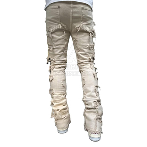 กางเกงยีนส์ผู้ชายแบบซ้อนกันสำหรับผู้ชายกางเกงยีนส์แบบเรียงซ้อนออกแบบได้ตามต้องการสไตล์ที่เป็นเอกลักษณ์ - Product Image 2