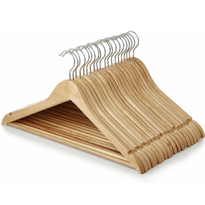 ไม้แขวนเสื้อ120ทำจากไม้พร้อมตะขอหมุน360 ° ไม้แขวนเสื้อพรีเมี่ยม - Product Image 1