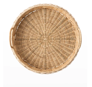 Bandeja de mimbre redonda con asas para servir té ecológico de Vietnam - Product Image 1