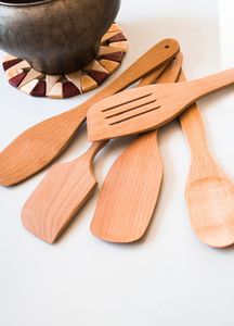 MEAN STICK WOODEN LONG -HANDLE <b>Spatula</b> Kitchen <b>Set</b> Utensil Household Cooking Hand Design Chicken - Product Image 6