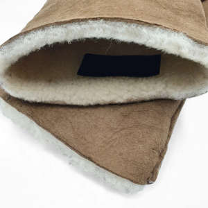 Meilleure qualité gants en peau de mouton hiver laine doublure anti-dérapant en plein air mode pilote gants 11 oz épais manchette droite en gros - Product Image 4
