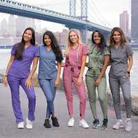 Tenues Médicales Tendance pour Femmes : Ensembles de Blouses et Pantalons en Tissu Spandex/Polyester pour Hôpitaux, Accessoires Personnalisables pour Médecins et Infirmières