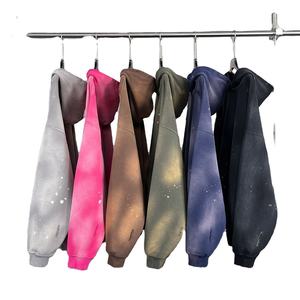 Sweat à capuche surdimensionné personnalisé délavé à l'acide pour hommes, streetwear d'hiver, flanelle, impression numérique imperméable - Product Image 1