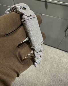 Bracelet en argent sterling 925 avec moissanite VVS, 22 mm, 8 pouces, plaqué or blanc - Product Image 4